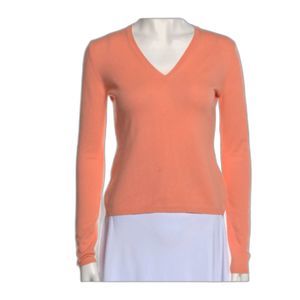 Orange 100% Cashmere V Neck Long Sleeve Sweater M